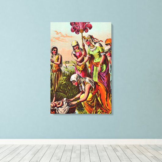 Baby Moses am Fluss Wrapped Canvas Leinwanddruck (Insitu (Holzboden))