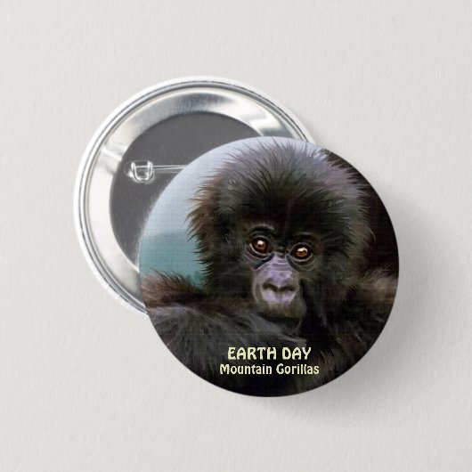 Baby Mountain Gorilla EARTH DAY Button (Vorne & Hinten)