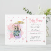 Baby Mouse Pastel Watercolor Babydusche Einladung (Stehend Vorderseite)