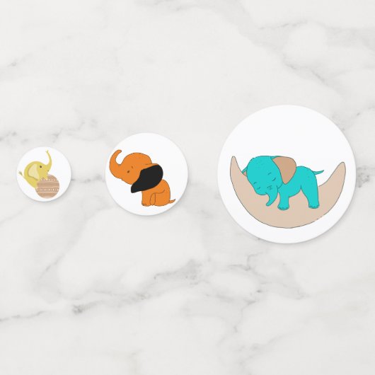 Baby Multicolor Elephant Table Confetti Konfetti (Rückseiten)