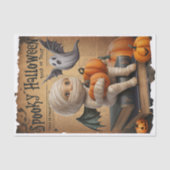 Baby Mummy Ghost Vintag Halloween Newspapier Stil Seidenpapier (Vorderseite)