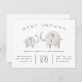 Baby & Mutter Elephant Gender Neutral Baby Dusche Einladungspostkarte (Vorne/Hinten)