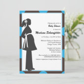 Baby-Mutter Shower Invitations (blau) Einladung (Stehend Vorderseite)