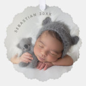 Baby My First Christmas Custom Text Foto Elegant Ornament Karte (Vorderseite)