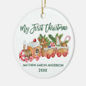 Baby My First Christmas Gingerbrot Train Green Keramik Ornament (Links)