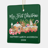 Baby My First Christmas Gingerbrot Train Green Keramikornament (Links)
