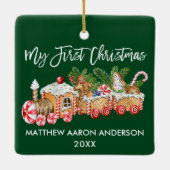 Baby My First Christmas Gingerbrot Train Green Keramikornament (Rückseite)