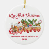Baby My First Christmas Red Gingerbread Zug Keramik Ornament (Vorne)