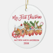 Baby My First Christmas Red Gingerbread Zug Keramik Ornament (Links)