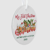 Baby My First Christmas Red Gingerbread Zug Ornament (Vorderseite)