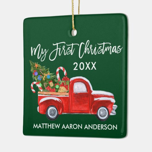Baby My First Christmas Red Truck Candy Canes Keramikornament (Links)