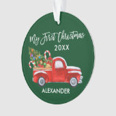 Baby My First Christmas Red Truck Candy Canes Ornament (Vorderseite)