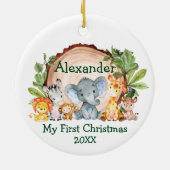 Baby My First Christmas Safari Animals Greenery Keramik Ornament (Hinten)