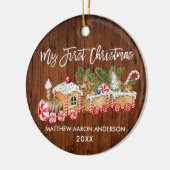 Baby My First Christmas Wood Gingerbread Zug Keramik Ornament (Links)