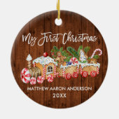 Baby My First Christmas Wood Gingerbread Zug Keramik Ornament (Hinten)