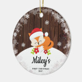 Baby Name First Christmas Fox Snowflake Wood Keramik Ornament (Links)