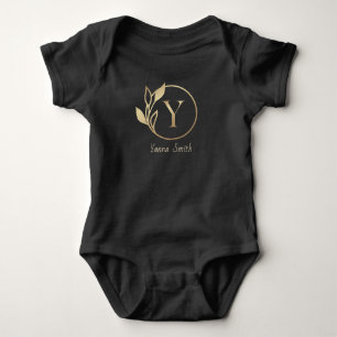 Baby Name Floral Alphabet,Y/ Initial Strampler