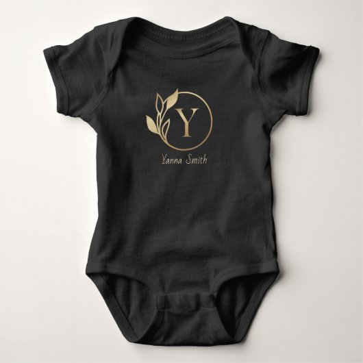Baby Name Floral Alphabet,Y/ Initial Strampler (Vorderseite)