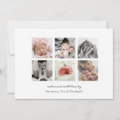 Baby Name Foto Collage Modern Baby Birth Announce Ankündigung (Rückseite)