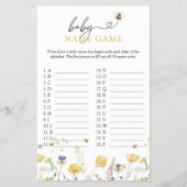 Baby Name Game Bee Wildblume Baby Shower Game Flyer (Vorne)