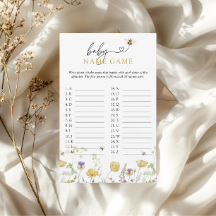 Baby Name Game Bee Wildblume Baby Shower Game Flyer