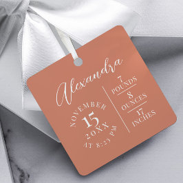 Baby Name & Geburtsstat Foto Pink Keepake Ornament Aus Metall