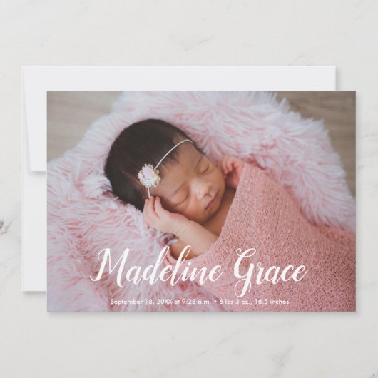 Baby Name Handschrift Skript Foto Birth Ankündigung (Vorderseite)