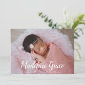 Baby Name Handschrift Skript Foto Birth Ankündigung (Stehend Vorderseite)