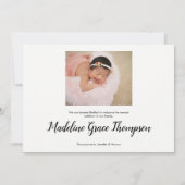 Baby Name Handschrift Skript Foto Birth Ankündigung (Rückseite)