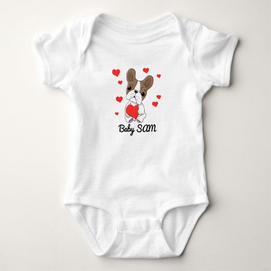 Baby name Hund Herz Baby Strampler (Vorderseite)