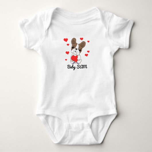 Baby name Hund Herz Strampler (Vorderseite)