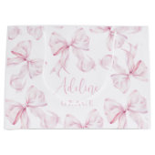 Baby Name Pink Bow Geschenktasche Große Geschenktüte (Vorderseite)