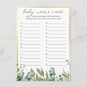 Baby Name Race Baby Animals Baby Showspiel Begleitkarte