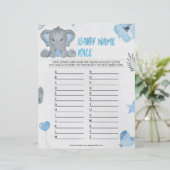 Baby Name Race [Baby Elephant [blau] Briefbogen (Stehend Vorderseite)