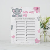 Baby Name Race [Baby Elephant [Pink] Briefbogen (Stehend Vorderseite)