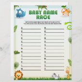 Baby Name Race Baby Shower Game [Tierthema] Briefbogen (Vorne/Hinten)
