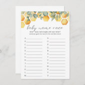 Baby Name Race Bee Baby Showspiel Begleitkarte (Vorne/Hinten)