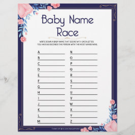 Baby Name Race [Blumenrahmen] Briefbogen