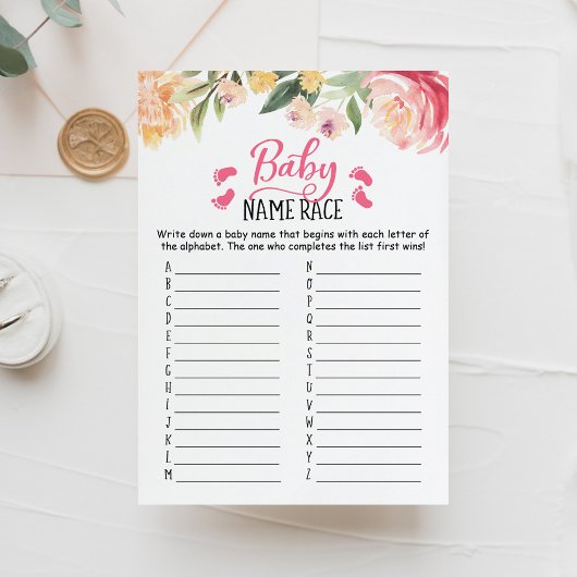 Baby Name Race Game Baby Dusche Party Card Einladung