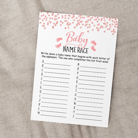 Baby Name Race Game Baby Dusche Party Card Einladung