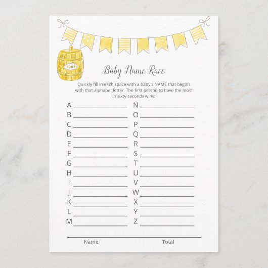 Baby Name Race Game Boy Teddy Bear Card Programm (Vorderseite)