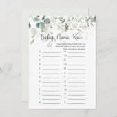 Baby Name Race Game, Eucalyptus Baby Shooting Game Einladung (Vorne/Hinten)