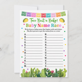 Baby Name Race Game Taco Babydusche Hinweiskarte