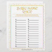 Baby Name Race [Golden Glitzern] Briefbogen (Vorne/Hinten)