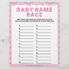Baby Name Race [Luxury Lace [Pink] Briefbogen