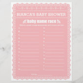 Baby Name Race Pink Papel Picado Baby Showspiel (Vorderseite)