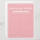 Baby Name Race Pink Papel Picado Baby Showspiel (Vorne/Hinten)