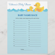 Baby Name Race Rubber Duck Baby Duck Duck Spiel