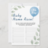 Baby Name Race Shower Game Balloon Eucalyptus Einladung (Vorderseite)