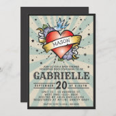 Baby Name Rock and Roll Tattoo Baby Dusche Einladung (Vorne/Hinten)